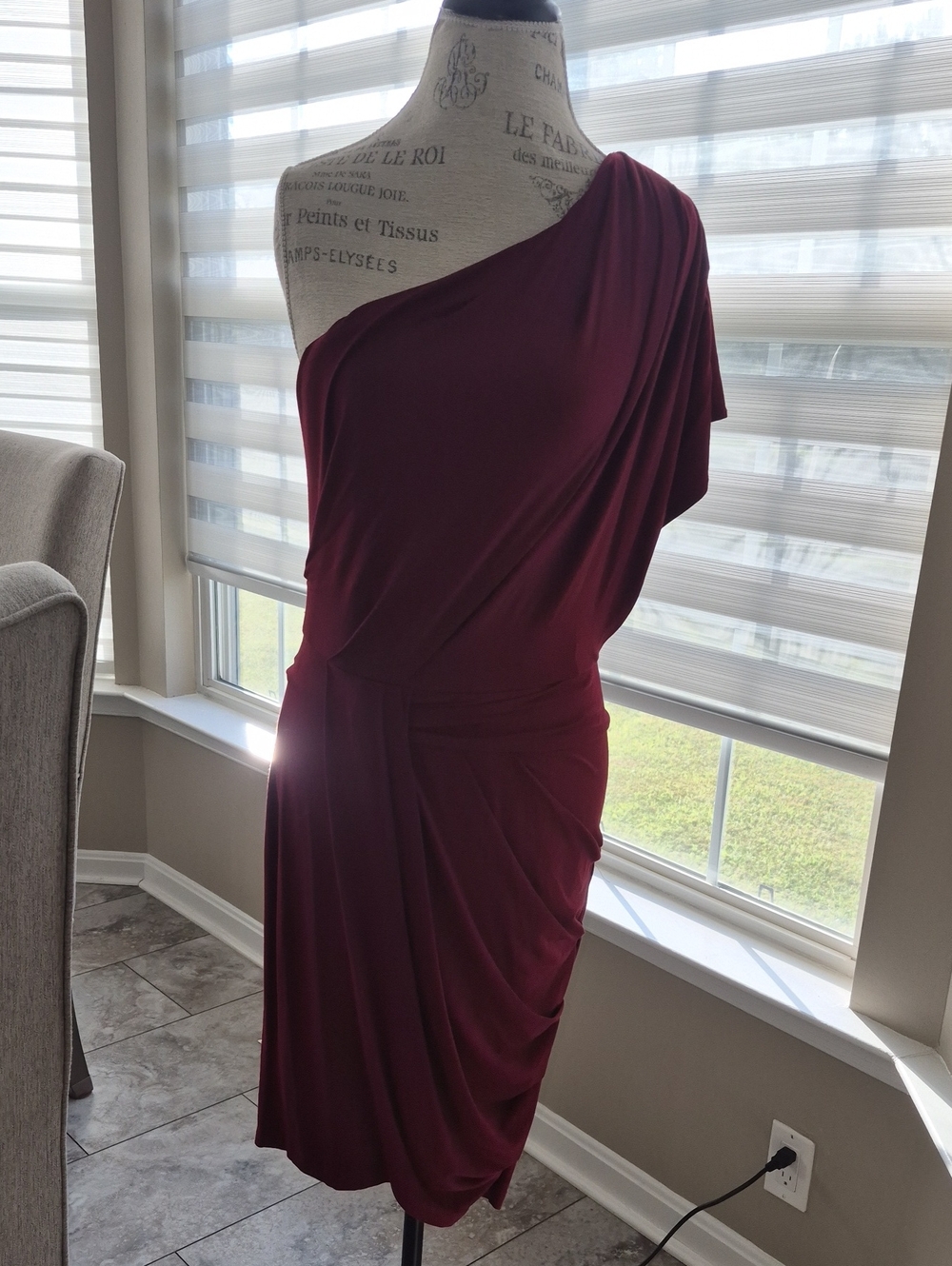 CYNTHIA STEFFE 1 SHOULDER RUCHED STRUCTURED DEEP RED NWT GORGY DRESS STRETCH